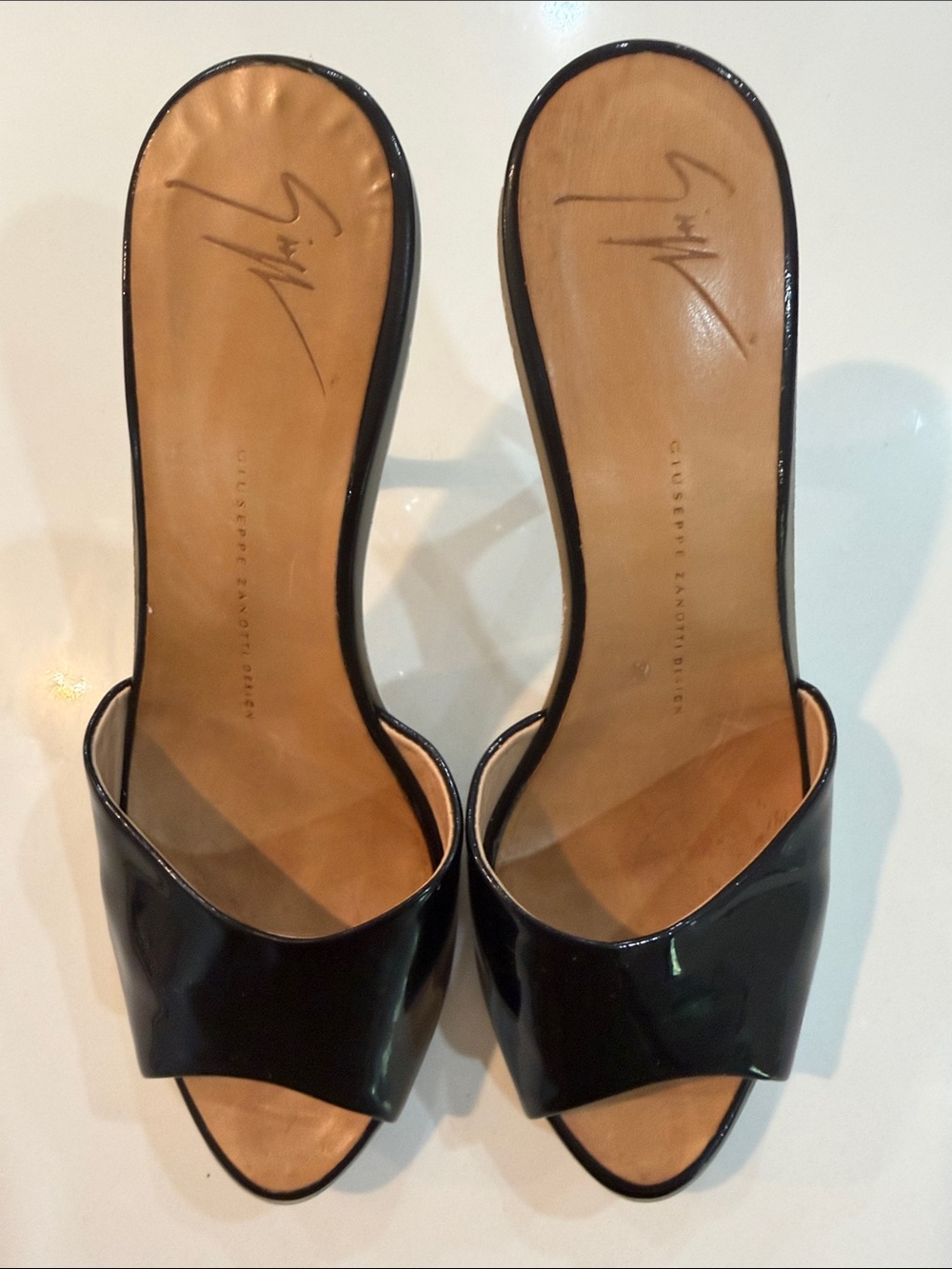 Giuseppe Zanotti Black Patent Leather Open-Toe Mule 👠 vintage Y2K - Picture 8 of 16